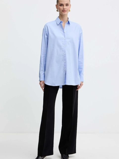 MAX&Co. koszula bawełniana damska kolor niebieski relaxed z kołnierzykiem klasycznym 2528116012200 - zdjęcie produktu nr 2