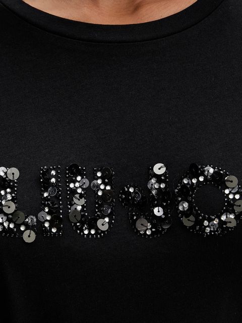 Liu Jo t-shirt bawełniany damski kolor czarny MF5347 JS923