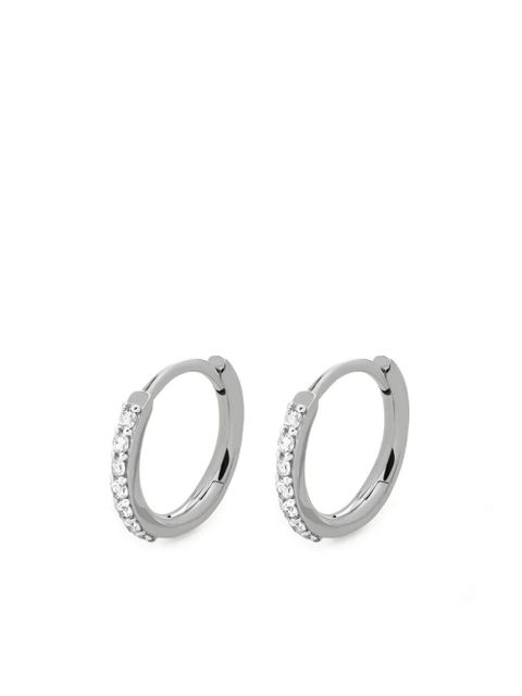 Monica Vinader 14K white gold diamond huggies earrings - Silver