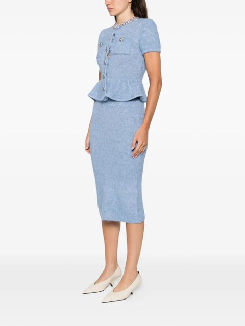 Self-Portrait peplum knitted midi resses - Blue - zdjęcie produktu nr 2