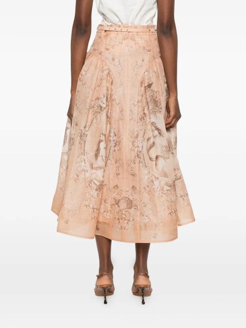 ZIMMERMANN Rebellion printed midi skirt - Neutrals