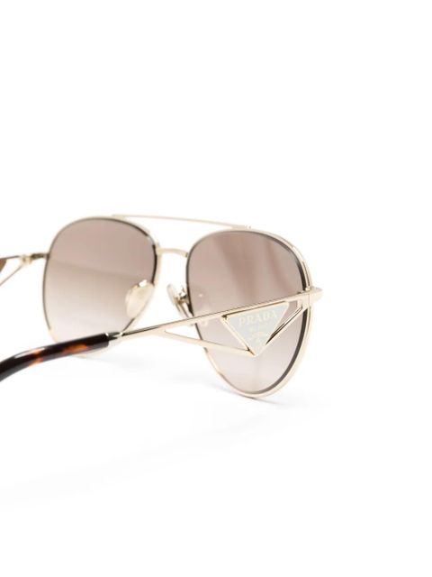Prada Eyewear enamel-triangle pilot-frame sunglasses - Gold - zdjęcie produktu nr 2