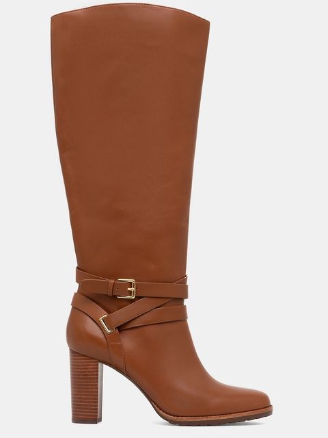 Lauren Ralph Lauren kozaki skórzane Cllns Tl Hl damskie kolor brązowy na słupku 802974386001