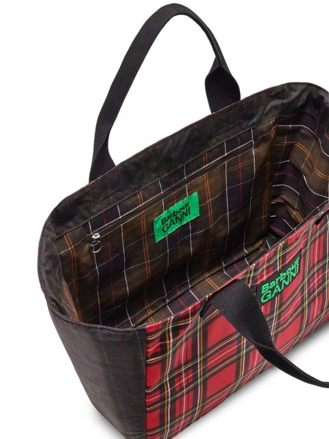 GANNI x Barbour tartan tote bag - Red