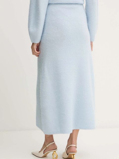 BOSS Orange spódnica z domieszką wełny kolor niebieski maxi rozkloszowana 50548955