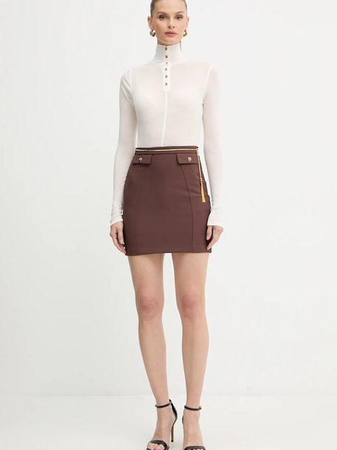Elisabetta Franchi spódnica kolor brązowy mini prosta GO14857E2 - zdjęcie produktu nr 2