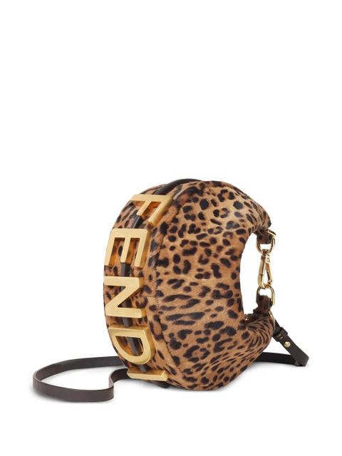 FENDI mini Fendigraphy leopard print shoulder bag - Brown