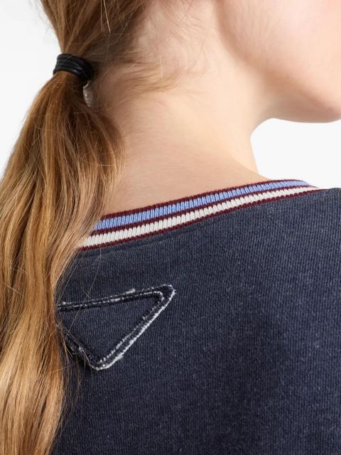 Prada logo-embroidered cotton sweatshirt - Blue