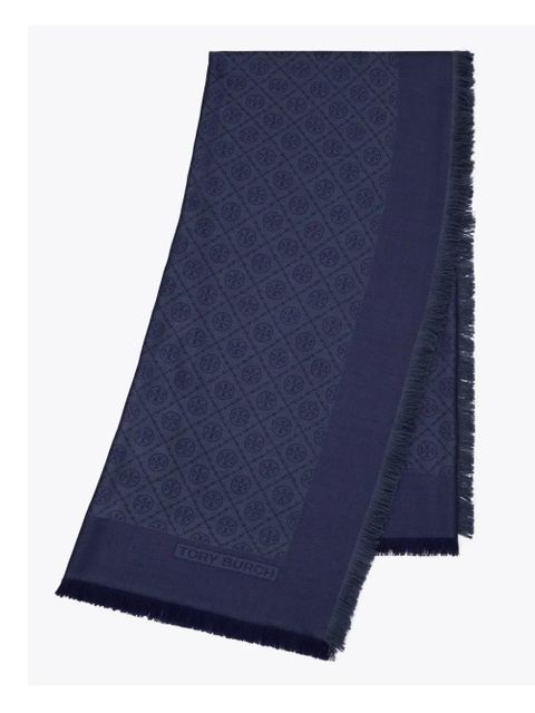 Tory Burch T Monogram Jacquard Scarf - Blue - zdjęcie produktu nr 2