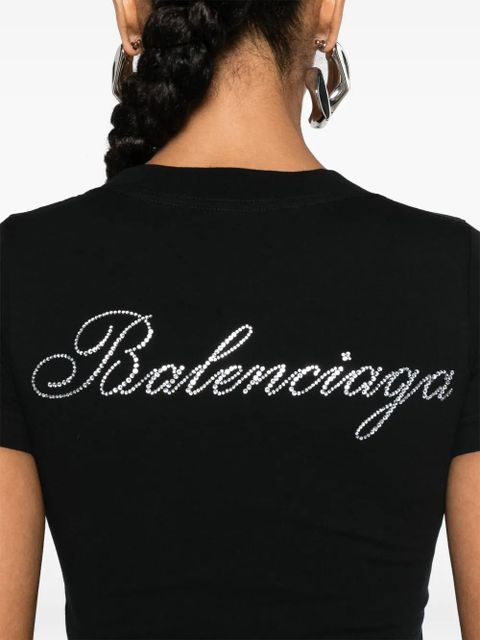 Balenciaga Handwritten rhinestone-embellished T-shirt - Black
