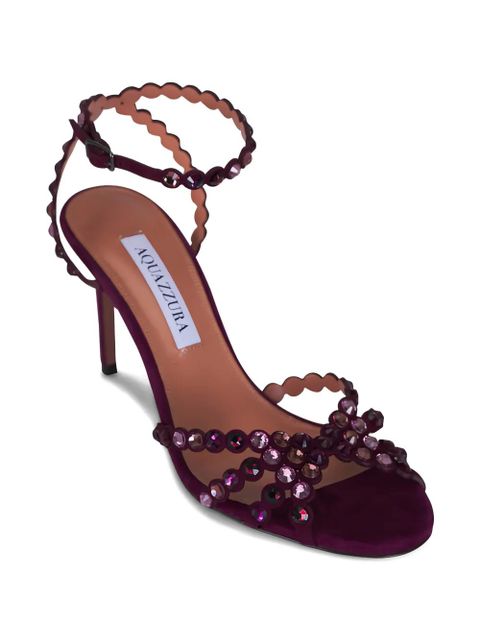Aquazzura 90mm embellished scalloped-edges heeled sandals - Red