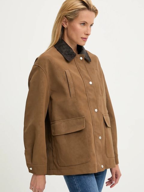 Answear.LAB kurtka kolor brązowy przejściowa oversize