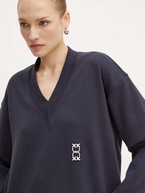 Pinko bluza bawełniana damska kolor granatowy z aplikacją 103724 A23C