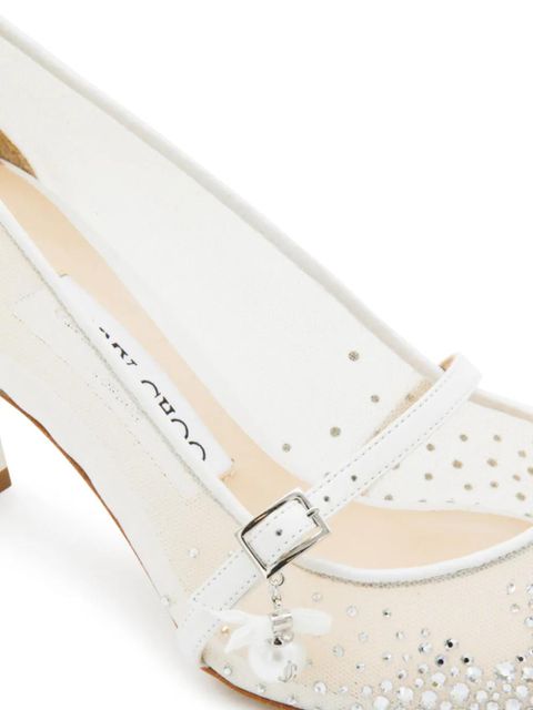 Jimmy Choo 65mm crystal-embellished mesh pumps - White - zdjęcie produktu nr 2