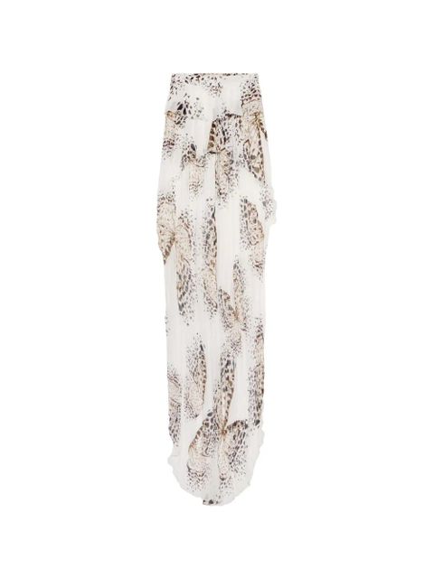 Blumarine Georgette butterfly-print skirt - White
