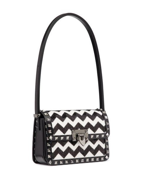Valentino Garavani small Rockstud23 embroidered shoulder bag - Black