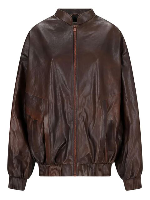 Magda Butrym leather zip-front bomber jacket - Brown - zdjęcie produktu nr 1