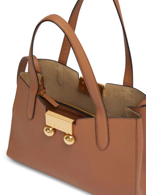 Marni Trunkaroo structured leather tote bag - Brown - zdjęcie produktu nr 2