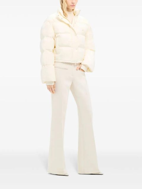 Courrèges logo-embroidered cropped puffer jacket - White