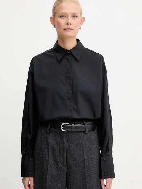 BOSS koszula bawełniana damska kolor czarny relaxed z kołnierzykiem klasycznym 50548455 - zdjęcie produktu nr 1