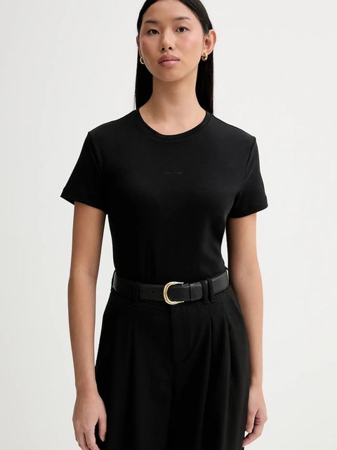 Calvin Klein t-shirt bawełniany damski kolor czarny LV044E205G - zdjęcie produktu nr 1