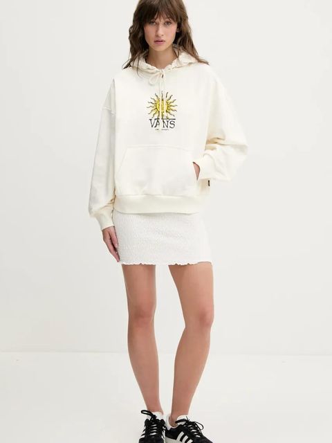Vans bluza bawełniana damska kolor beżowy z kapturem z nadrukiem VN000NXTFS81 - zdjęcie produktu nr 2