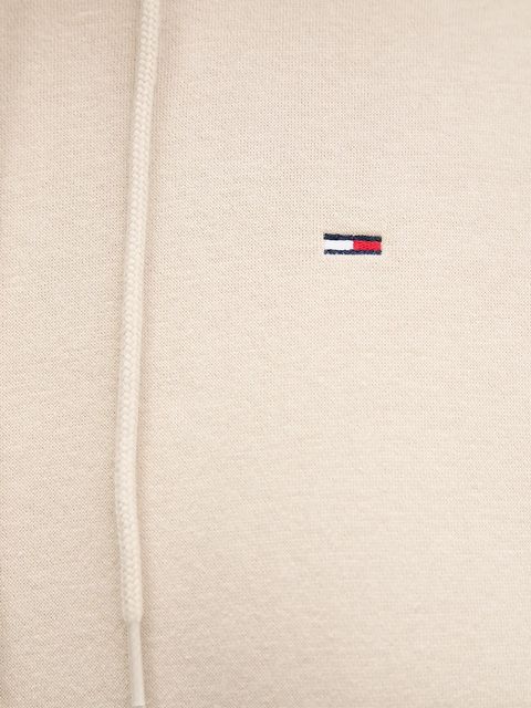 Tommy Jeans bluza damska kolor beżowy z kapturem gładka DW0DW19958