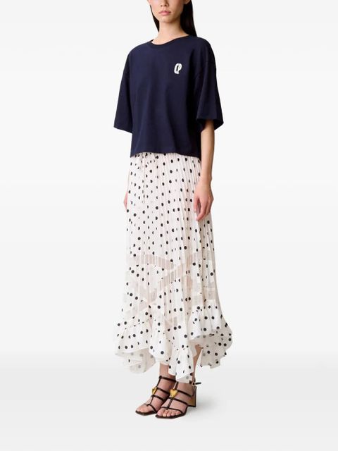 Claudie Pierlot polka-dot lace band midi skirt - White