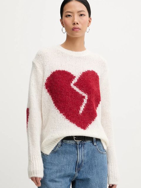 AllSaints sweter z dodatkiem wełny LUVHEART damski kolor biały ciepły W078KC - zdjęcie produktu nr 1