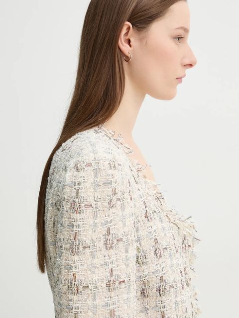 MUNTHE marynarka z domieszką wełny SABU kolor beżowy jednorzędowa wzorzysta 244151424403