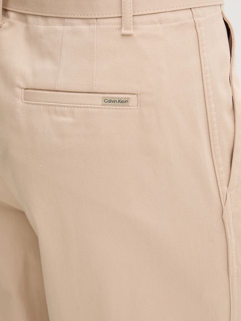 Calvin Klein Jeans spodnie damskie kolor beżowy proste high waist LV044D639G