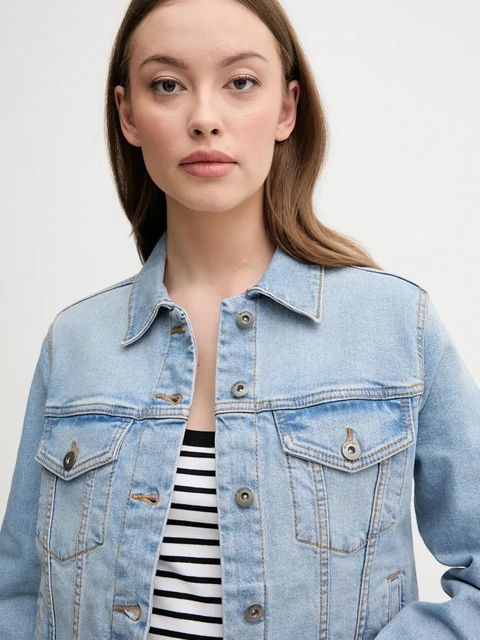 United Colors of Benetton kurtka jeansowa damska kolor niebieski przejściowa