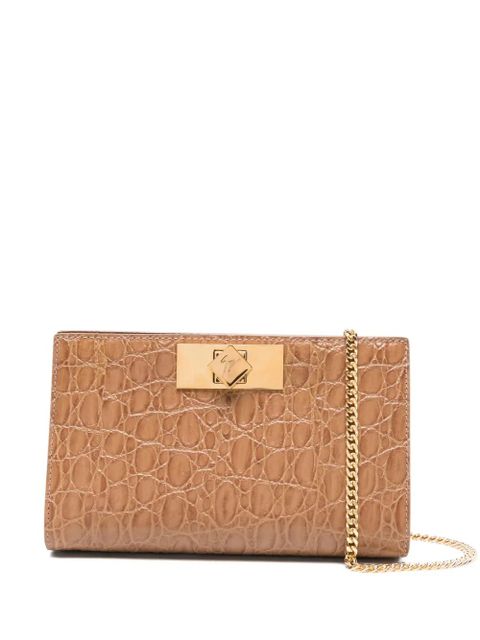 Giuseppe Zanotti crocodile-effect clutch bag - Brown - zdjęcie produktu nr 1
