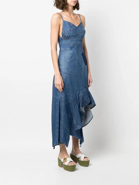 LOEWE asymmetric denim ruffle dress - Blue
