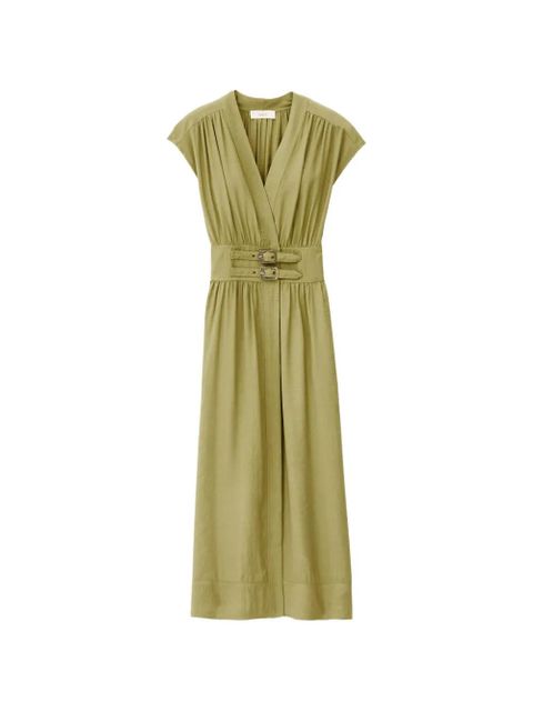 Ba&Sh Dove buckle-detail V-neck midi dress - Green - zdjęcie produktu nr 1