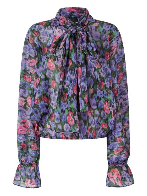 PINKO floral-print tie-neck blouse - Purple - zdjęcie produktu nr 1