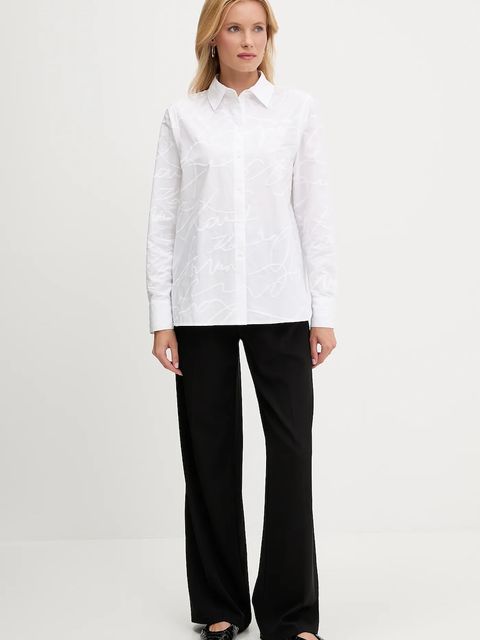 Karl Lagerfeld koszula bawełniana damska kolor biały regular z kołnierzykiem klasycznym A3W11021 - zdjęcie produktu nr 2