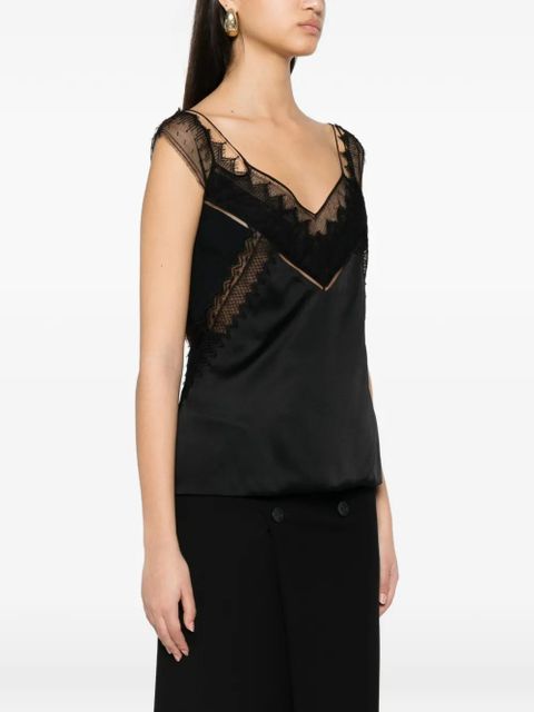 TOM FORD lace-trim satin top - Black
