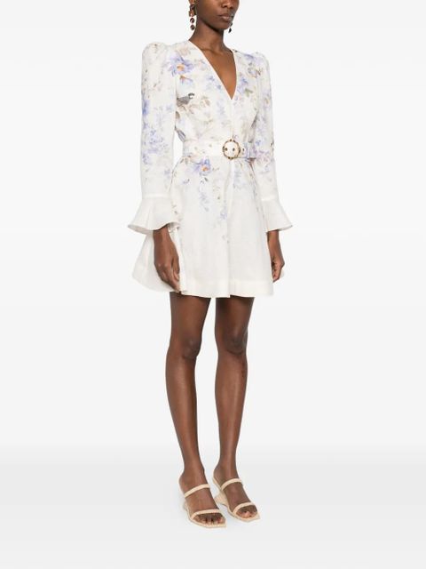 ZIMMERMANN floral-print belted mini dress - Neutrals