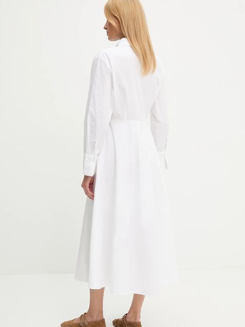 Answear.LAB sukienka bawełniana kolor biały midi rozkloszowana