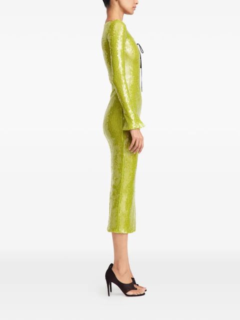 16Arlington Solaria sequin lace-up midi dress - Green - zdjęcie produktu nr 2