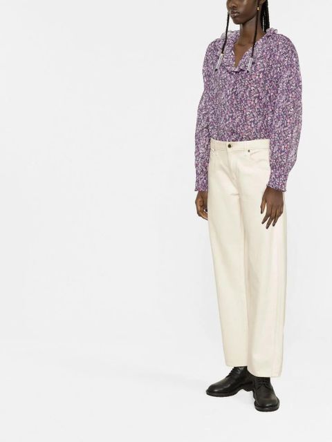 MARANT ÉTOILE ruffle-detail floral-print blouse - Purple