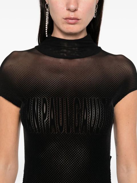 Jean Paul Gaultier mesh-panelled maxi dress - Black
