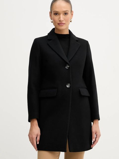 Sisley płaszcz wełniany kolor czarny przejściowy 2JJYLN04N - zdjęcie produktu nr 1