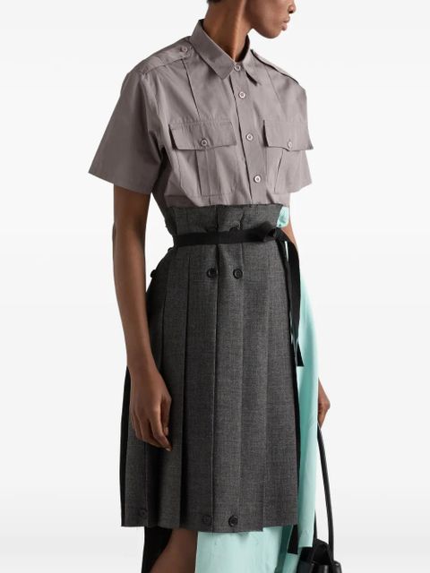 Prada rush stitch fabric patchwork skirt - Grey