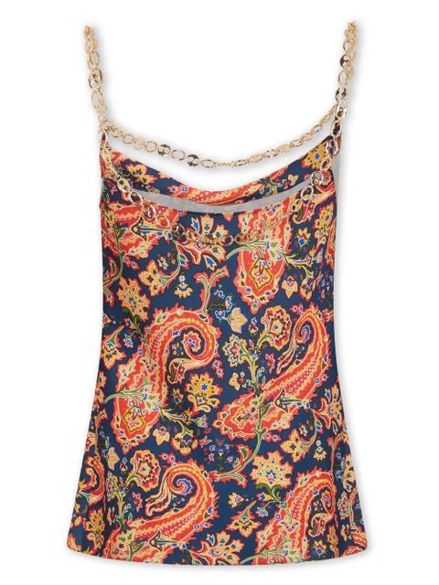 Rabanne paisley-print chain-detail tank top - Blue - zdjęcie produktu nr 2
