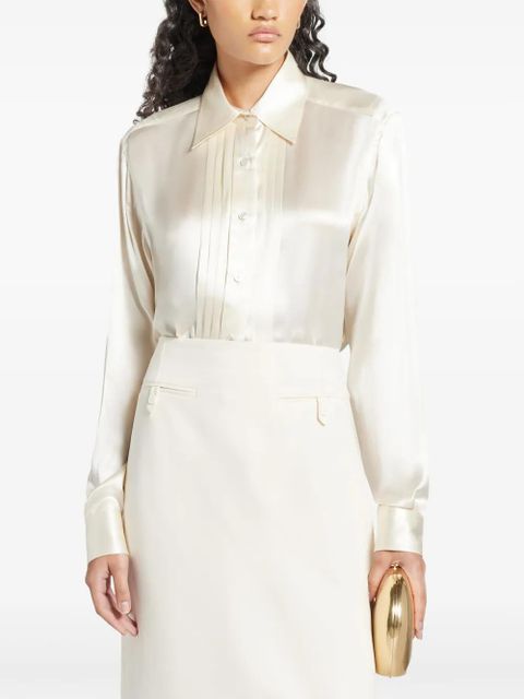 TOM FORD pintuck-detail silk shirt - White - zdjęcie produktu nr 2