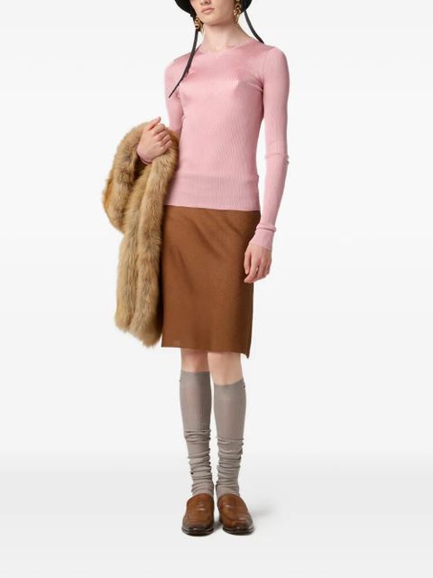Miu Miu V-neck ribbed top - Pink - zdjęcie produktu nr 2