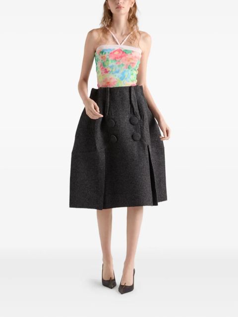 Prada floral-print triangle-logo top - Green