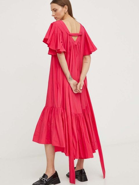 MMC STUDIO sukienka kolor różowy midi rozkloszowana